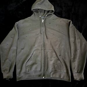 Distressed Dark Green Zip up
